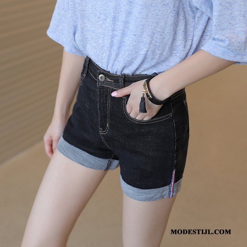 Dames Shorts Sale Denim Trend Hoge Taille Losse Hete Broek Wit Zwart