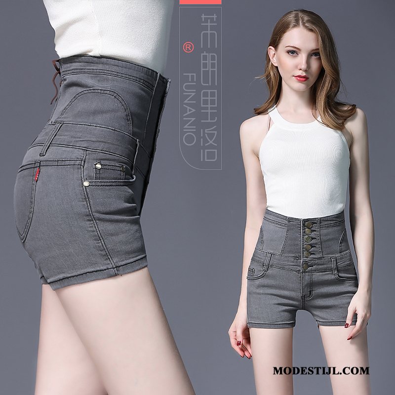 Dames Shorts Winkel Skinny Super Trend Grote Maten Denim Rood Zwart Grijs