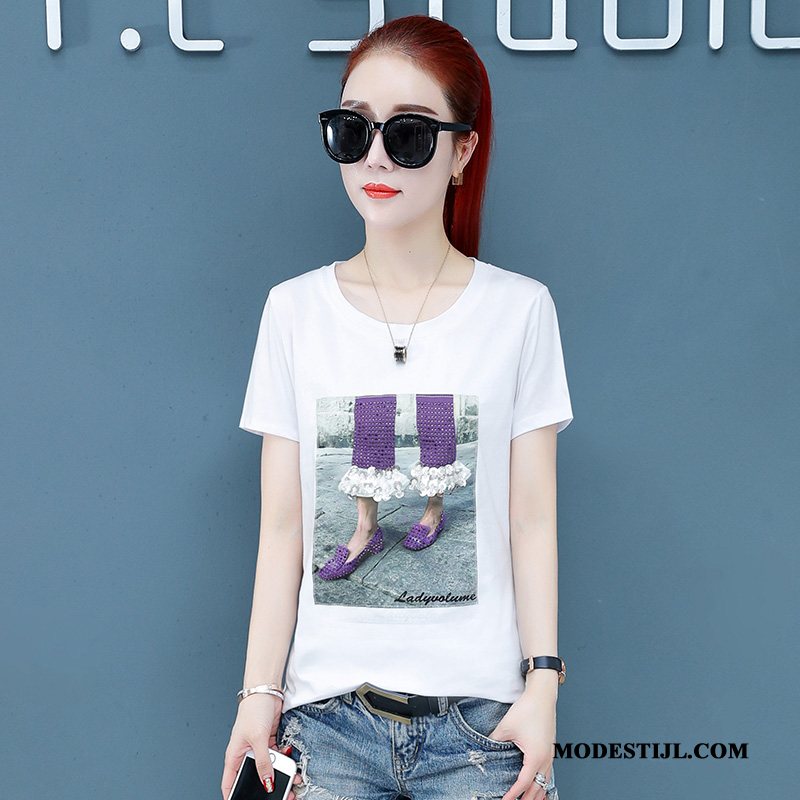 Dames T-shirts Goedkoop Student Korte Mouw 2019 Casual Trend Geel