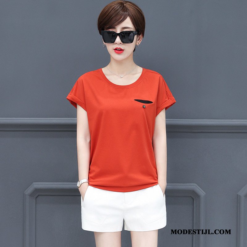 Dames T-shirts Sale Halve Mouw Kort Korte Mouw Grote Maten Vrouwen Effen Kleur Oranje