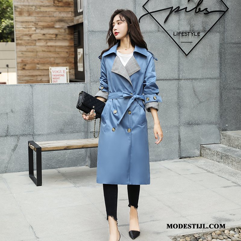 Dames Trenchcoat Aanbiedingen Mode Trend Pak Elegante 2019 Blauw