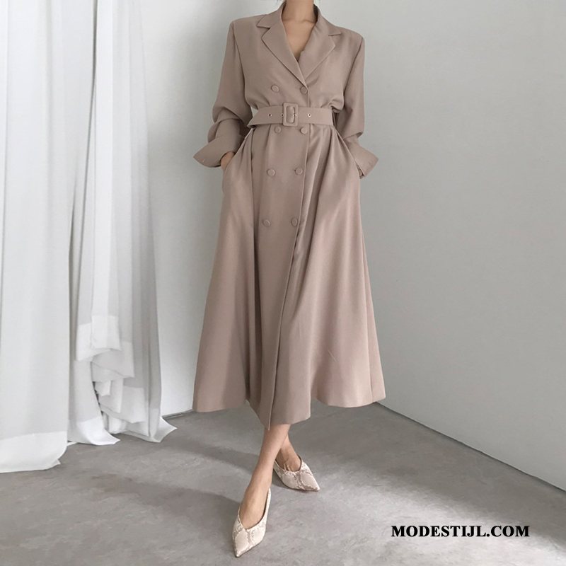 Dames Trenchcoat Goedkoop Brits Losse Lang Jas Herfst Kaki