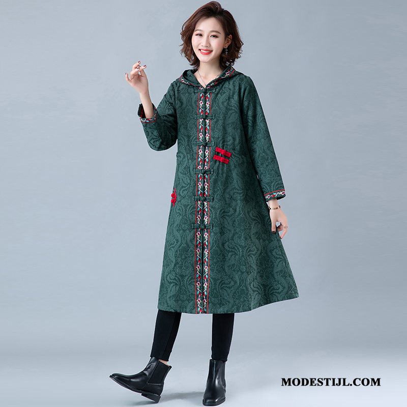 Dames Trenchcoat Goedkoop Herfst Winter Geborduurde Chinese Stijl Jas Rood