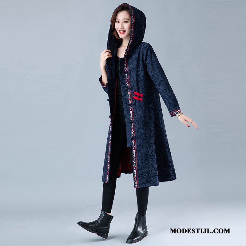 Dames Trenchcoat Goedkoop Herfst Winter Geborduurde Chinese Stijl Jas Rood