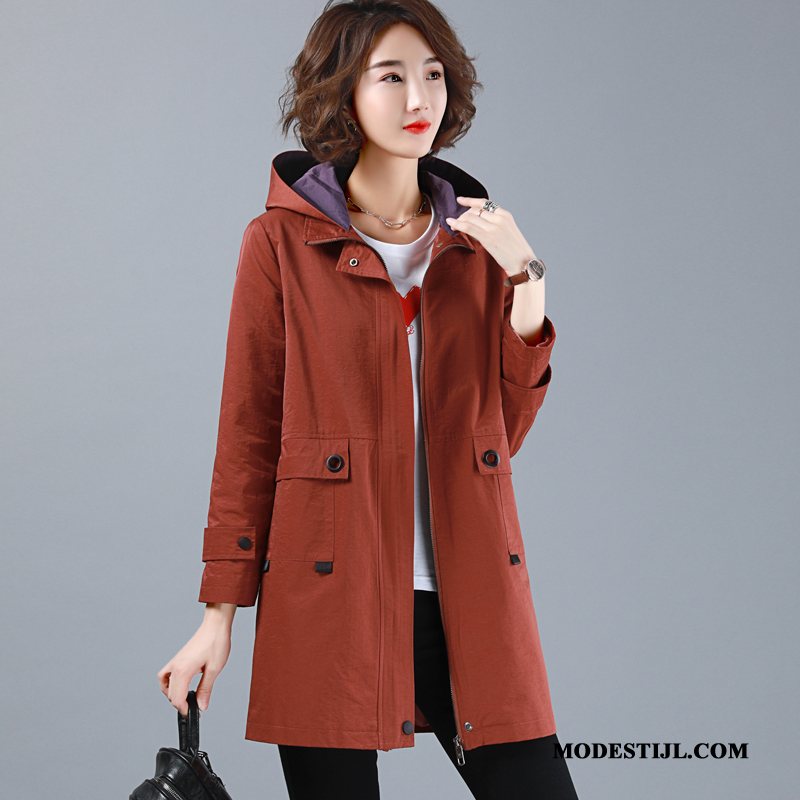 Dames Trenchcoat Goedkoop Lang Comfortabele Mode Trend Herfst Groen