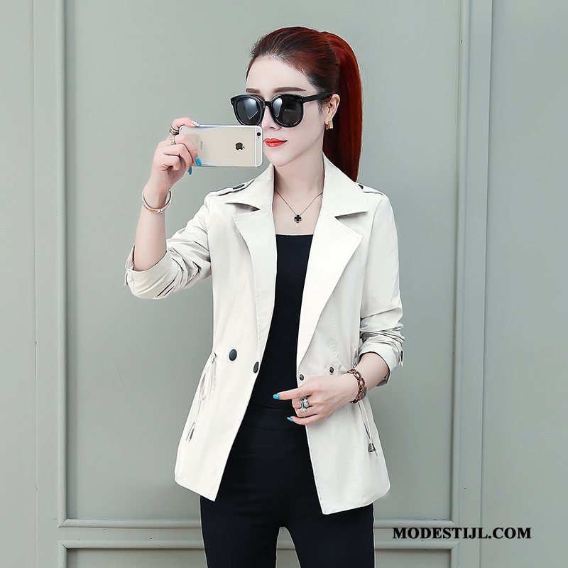 Dames Trenchcoat Kopen Herfst Elegante Trend Kort Voorjaar Roze