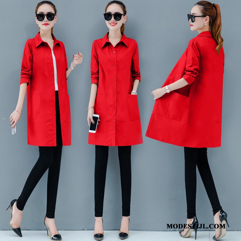 Dames Trenchcoat Kopen Lange Voorjaar Nieuw Jas Mini Rood