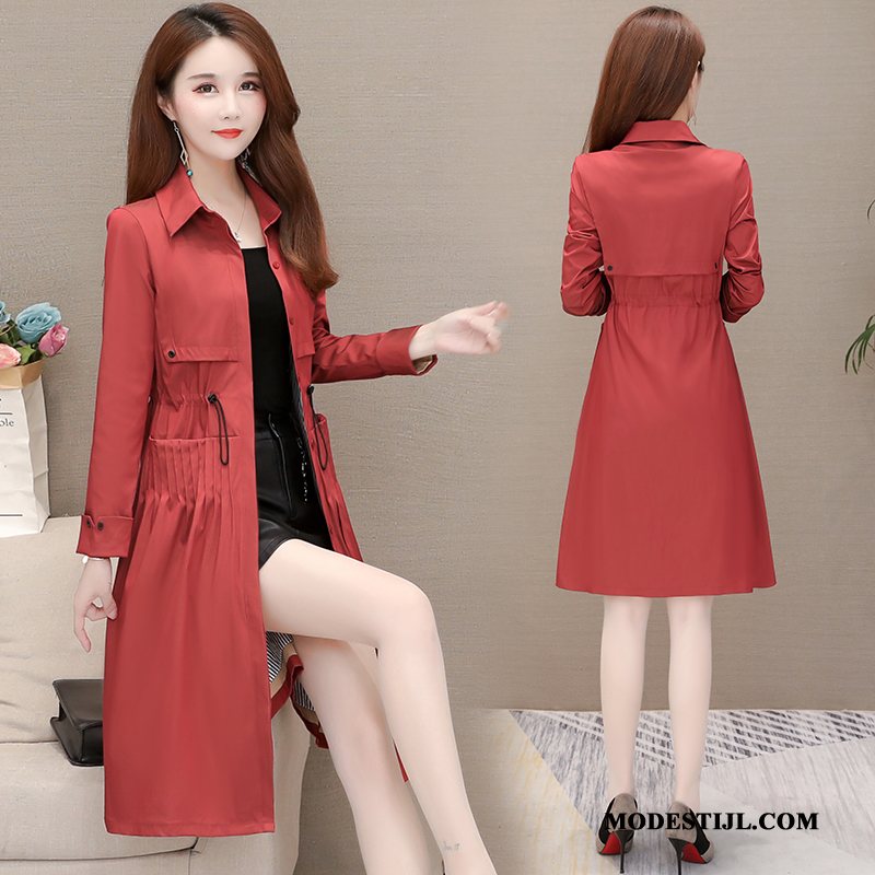 Dames Trenchcoat Korting 2019 Nieuw Elegante Mode Lang Rood