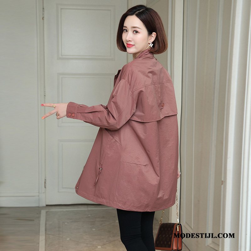 Dames Trenchcoat Korting Comfortabele Losse Elegante Lange Mouwen Groot Geel