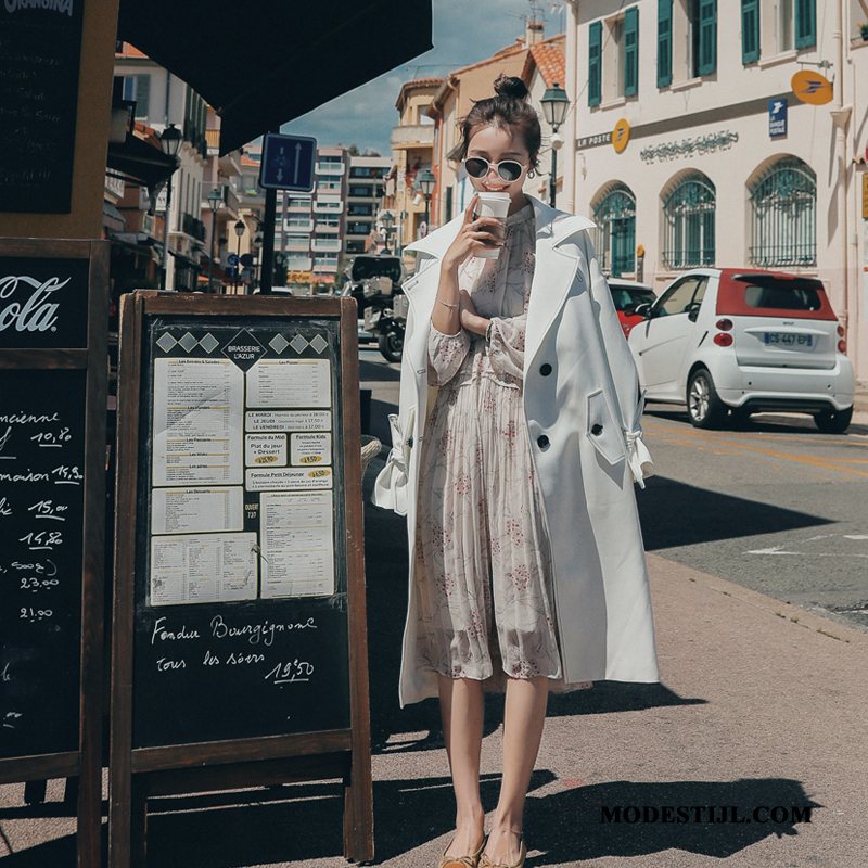 Dames Trenchcoat Korting Jas Herfst 2019 Ontwerp Marineblauw