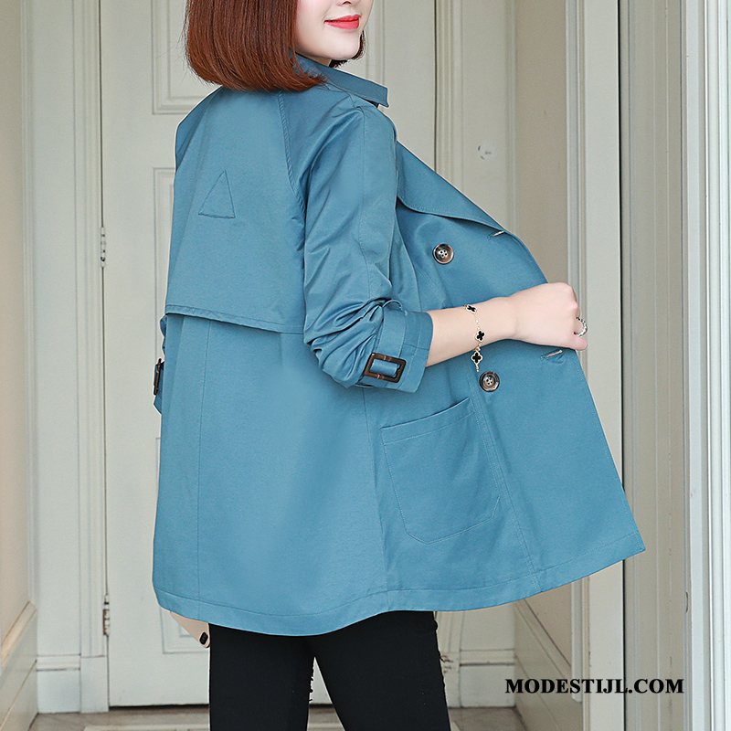 Dames Trenchcoat Korting Jas Mini Brits Vrouwen Overjas Blauw