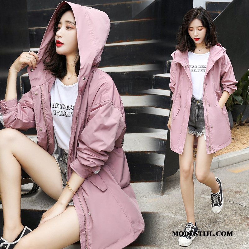 Dames Trenchcoat Online Trend Casual Cargo Lang Mode Roze