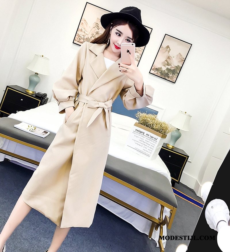 Dames Trenchcoat Sale Lange Mouwen Groot Revers Jas Strakke Rood