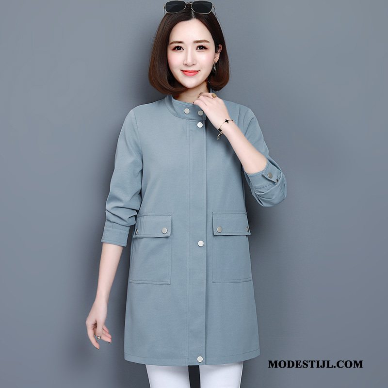 Dames Trenchcoat Sale Vrouwen Casual Herfst Trend Bovenkleding Blauw