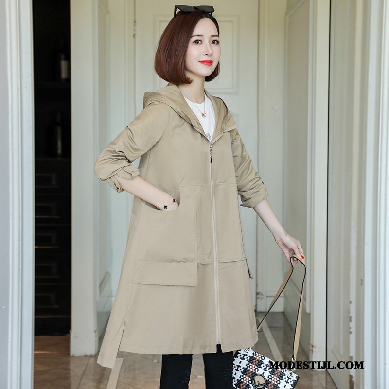 Dames Trenchcoat Winkel Elegante Mode Eenvoudige Zoet Mooi Kaki