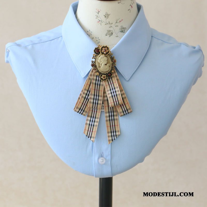 Dames Vlinderdas Winkel Accessoires Brits Vrouwen Vintage Bloem Kraag Geel