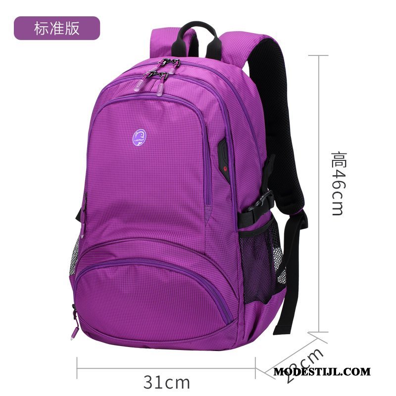 Dames Wandelrugzak Online Lichte Alpinisme Casual Schooltas Waterdicht Purper Zandkleur