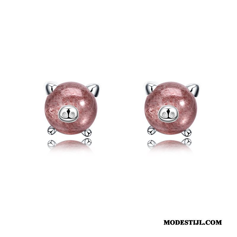 Dames Zilveren Sieraden Kopen Eenvoudig Mini Geschenk Roze Zilver
