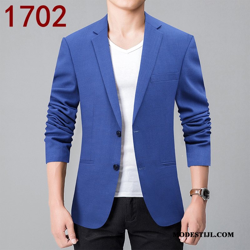 Heren Blazer Goedkoop Bedrijf 2019 Pak Brits Geruit Blauw