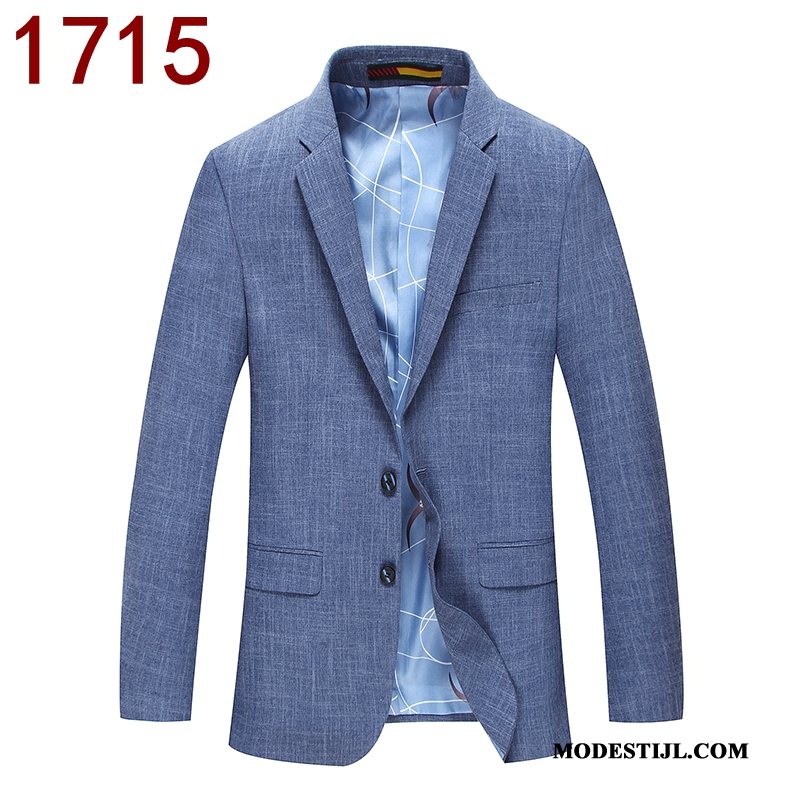 Heren Blazer Goedkoop Bedrijf 2019 Pak Brits Geruit Blauw