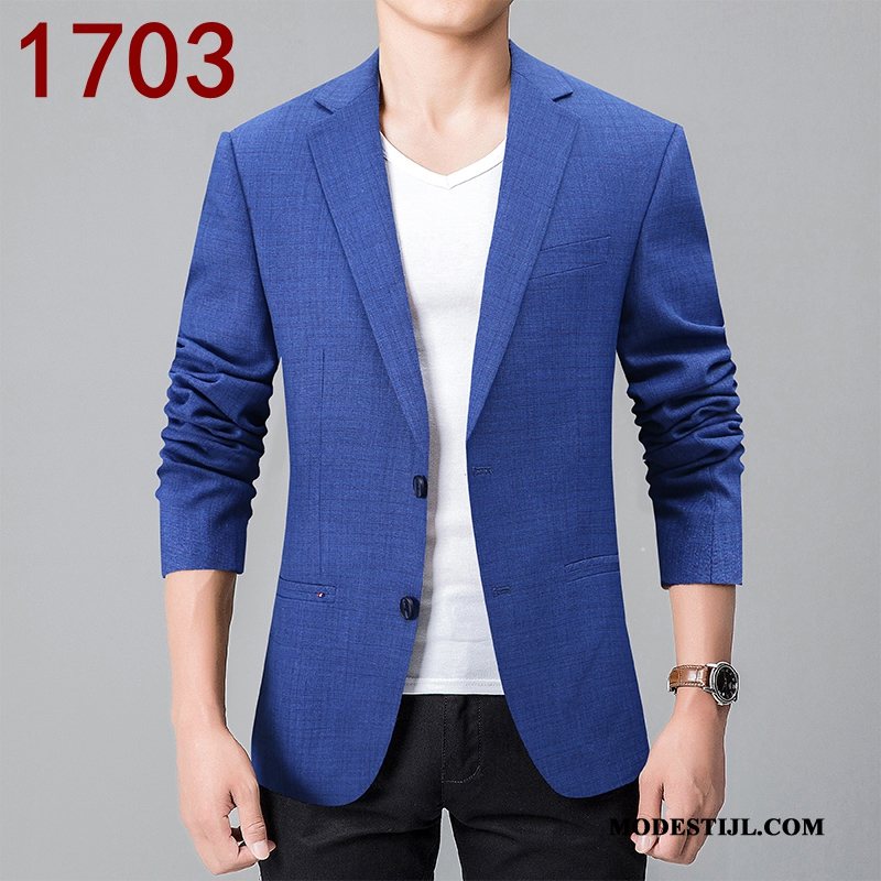 Heren Blazer Goedkoop Bedrijf 2019 Pak Brits Geruit Blauw