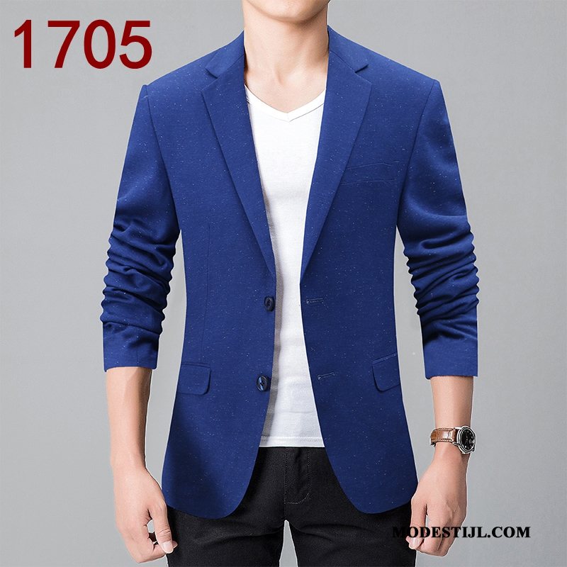 Heren Blazer Goedkoop Bedrijf 2019 Pak Brits Geruit Blauw