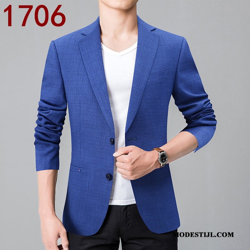 Heren Blazer Goedkoop Bedrijf 2019 Pak Brits Geruit Blauw