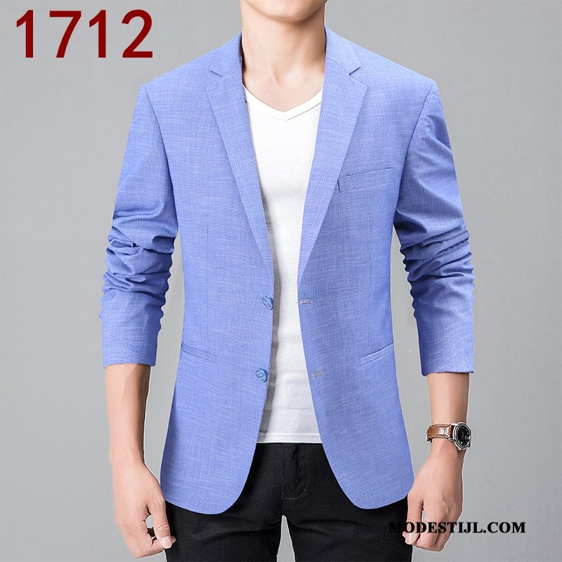 Heren Blazer Goedkoop Bedrijf 2019 Pak Brits Geruit Blauw