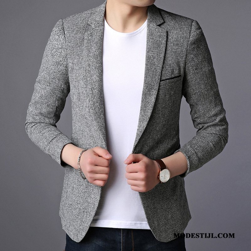 Heren Blazer Kopen Slim Fit Casual Jas Nieuw Mannen Zwart