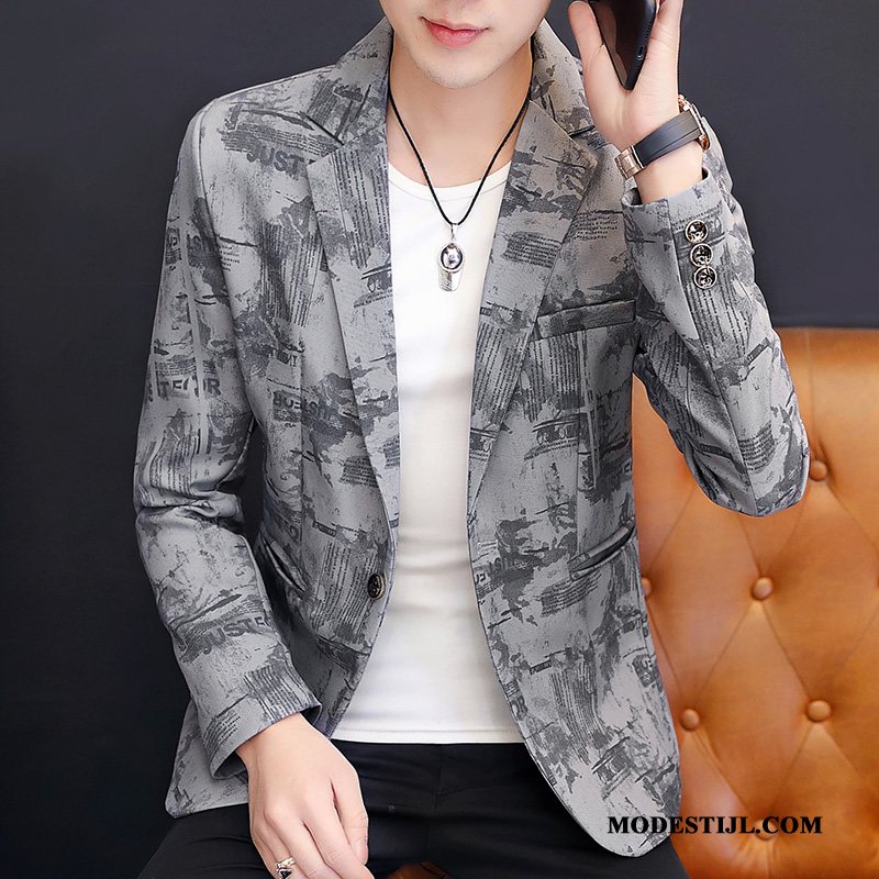 Heren Blazer Online Trend Vintage Mooi Mannen Pak Grijs