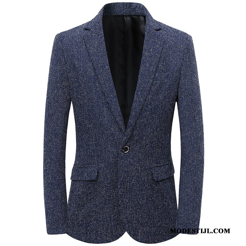 Heren Blazer Sale Dunne Middelbare Leeftijd Casual Pak Herfst Zwart