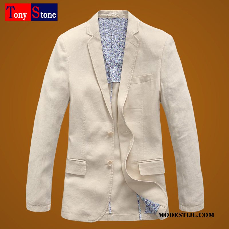 Heren Blazer Sale Slim Fit Jeugd Katoen En Linnen Dunne Casual Blauw