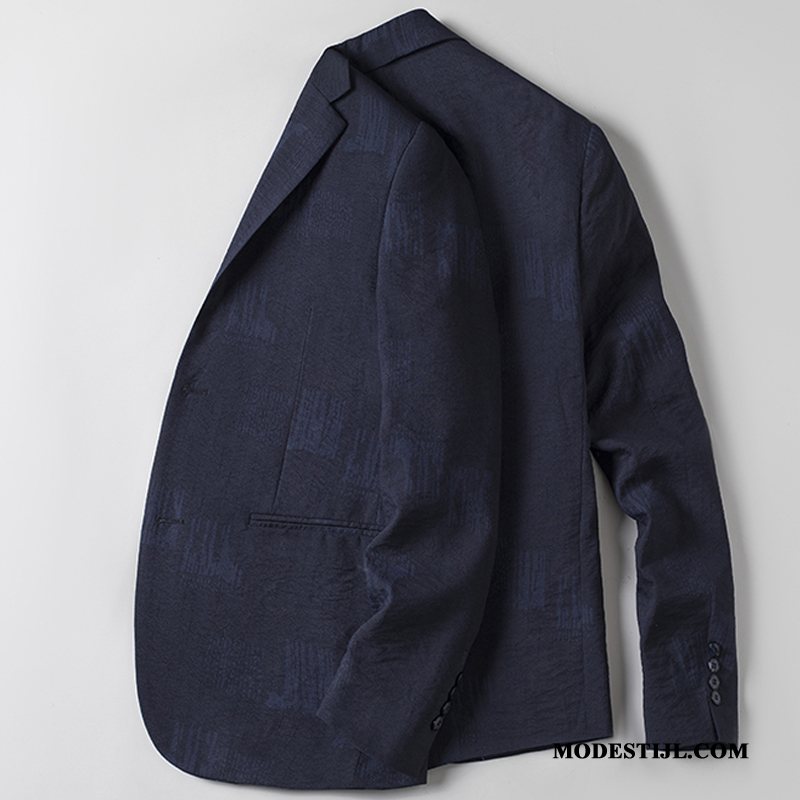 Heren Blazer Winkel Slim Fit Pak Mannen Casual Jas Donkerblauw