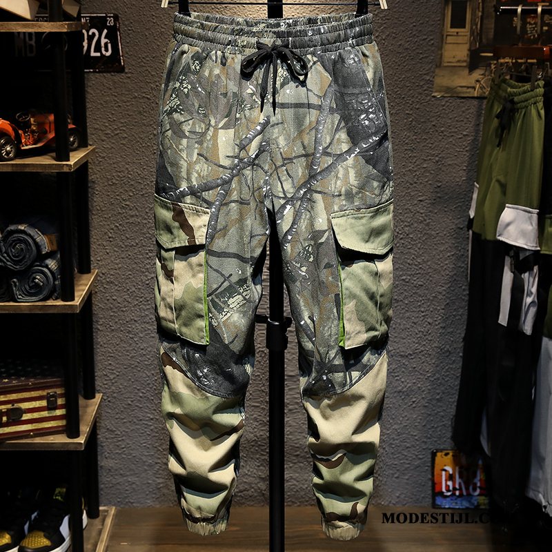 Heren Broeken Korting Bloemen Voorjaar Casual Broek Strak Zomer Camouflage Groen