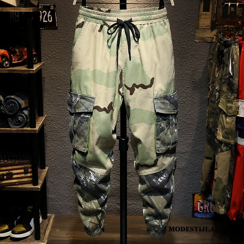 Heren Broeken Korting Bloemen Voorjaar Casual Broek Strak Zomer Camouflage Groen