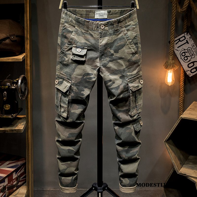 Heren Cargobroeken Goedkoop Cargo Broek Katoen Outdoor Casual Meer Zakken Camouflage Groen