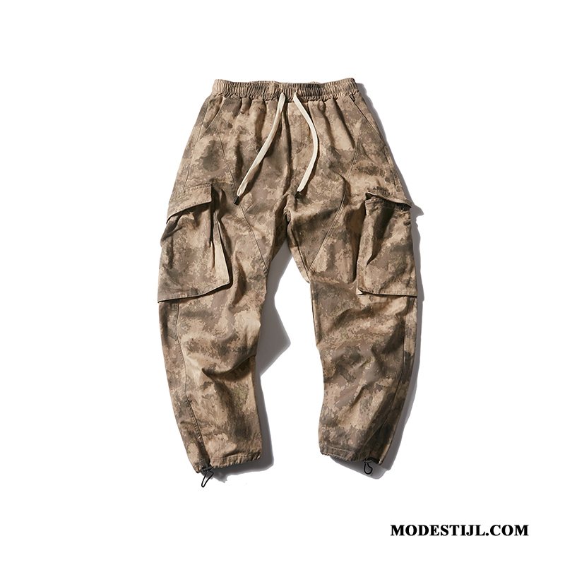 Heren Cargobroeken Kopen Katoen Zomer Losse Trendy Merk Nieuw Camouflage Zwart