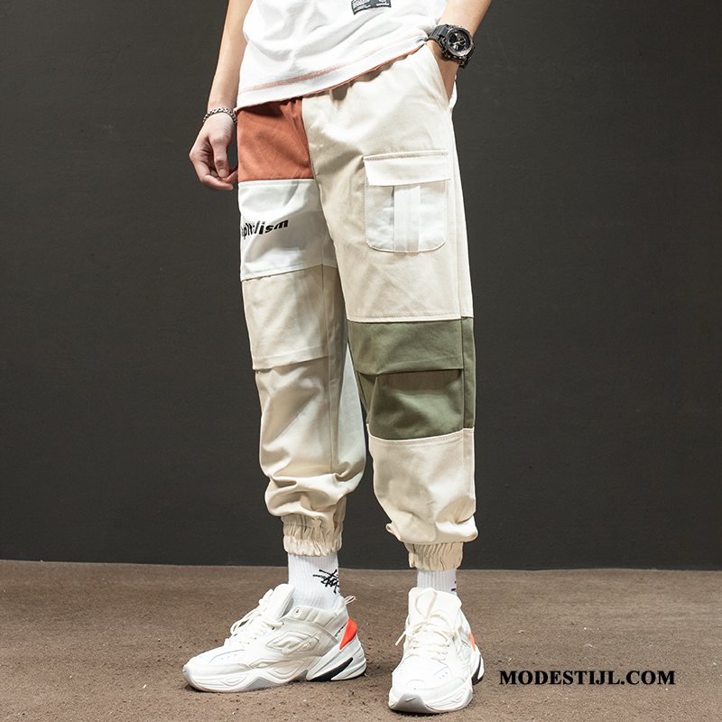 Heren Cargobroeken Online Mannen Zomer Hip-hop Losse Cargo Broek Wit Beige