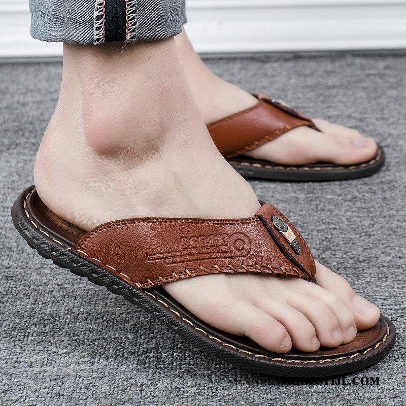 Heren Flip Flops Aanbiedingen Pantoffels Casual Mannen Open Teen Mode Donkerblauw