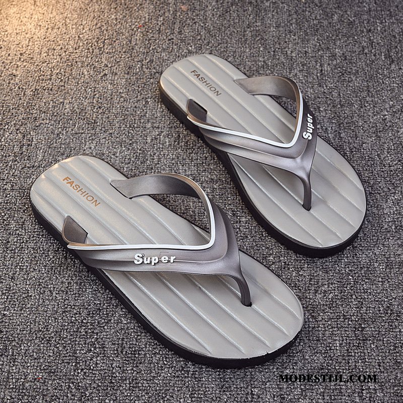 Heren Flip Flops Goedkoop Pantoffels Slipper Antislip Bovenkleding Mannen Zandkleur Grijs