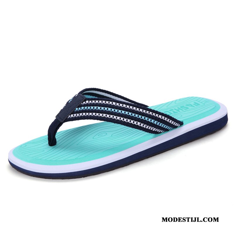 Heren Flip Flops Goedkoop Trend Antislip Persoonlijk Grote Maten Slipper Blauw Zandkleur