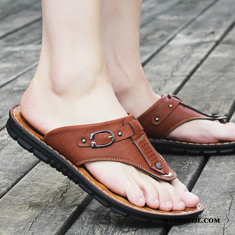 Heren Flip Flops Kopen Bovenkleding Persoonlijk Mode Pantoffels Slipper Zandkleur Geel