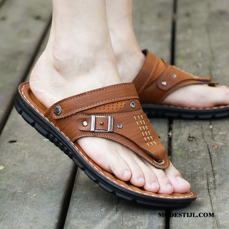 Heren Flip Flops Kopen Bovenkleding Persoonlijk Mode Pantoffels Slipper Zandkleur Geel