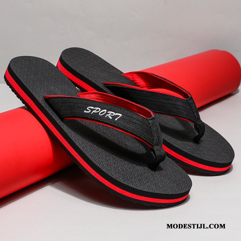 Heren Flip Flops Kopen Luchtkussen Trend Antislip Mannen Bovenkleding Zandkleur Zwart