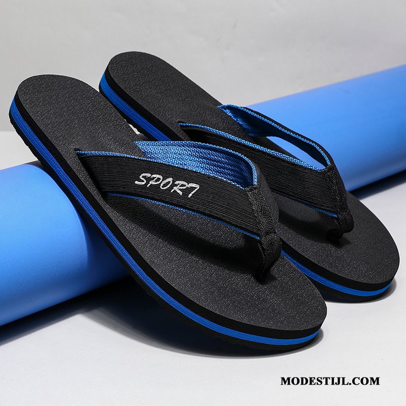 Heren Flip Flops Kopen Luchtkussen Trend Antislip Mannen Bovenkleding Zandkleur Zwart