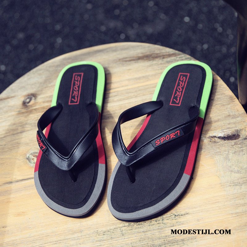 Heren Flip Flops Kopen Outdoor Persoonlijk Antislip Trend Zomer Zandkleur Geel Zwart