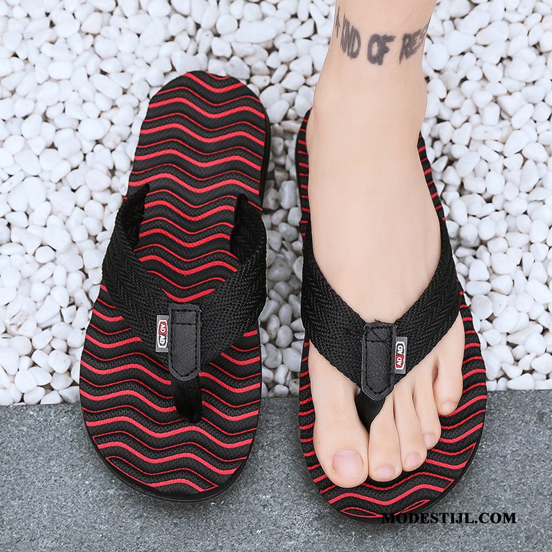 Heren Flip Flops Kopen Slipper Pantoffels Outdoor Dikke Zool 2019 Zandkleur Rood