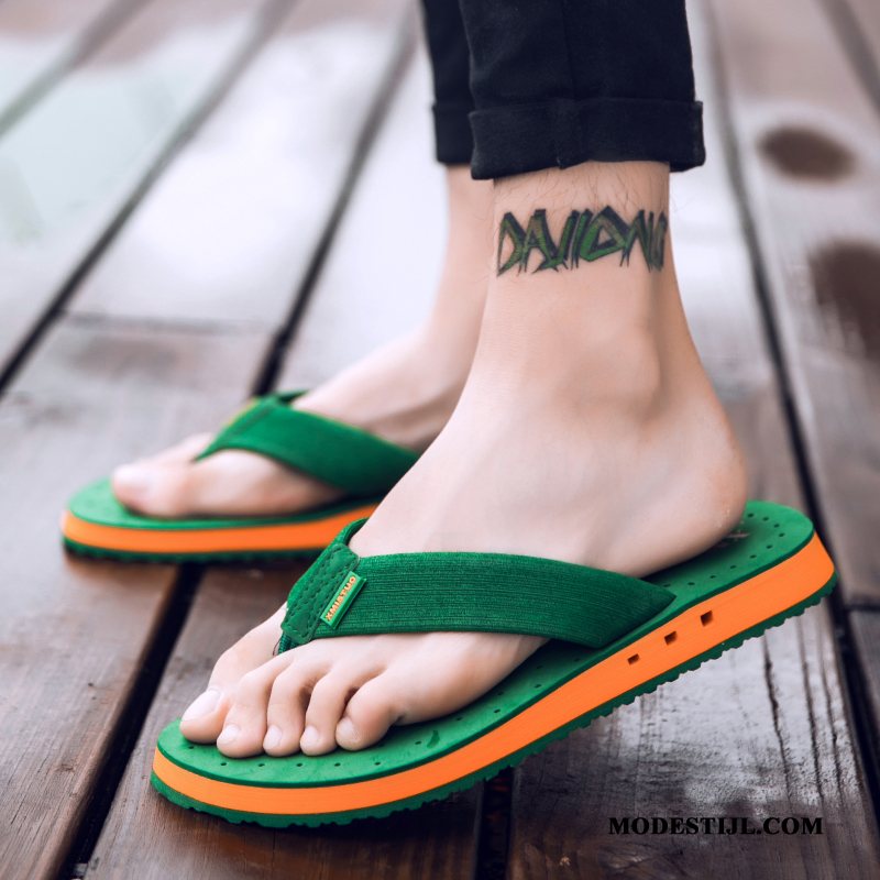 Heren Flip Flops Kopen Slipper Pantoffels Schoenen Antislip Trend Zandkleur Groen