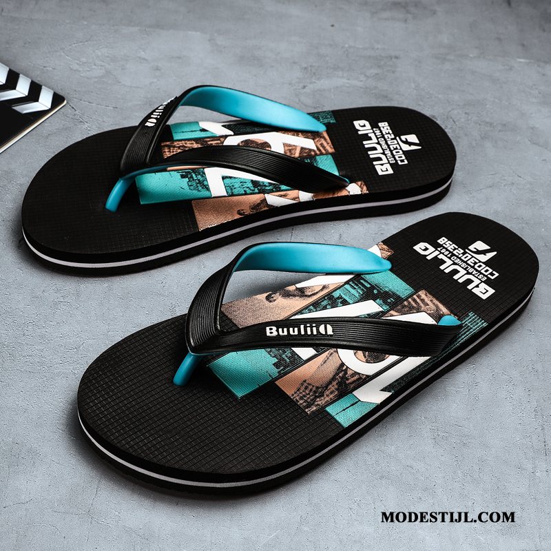 Heren Flip Flops Kopen Student Outdoor Persoonlijk Antislip Zomer Blauw Zandkleur