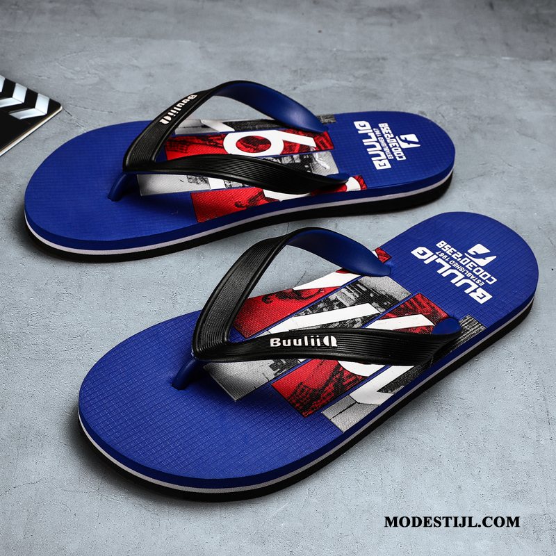 Heren Flip Flops Kopen Student Outdoor Persoonlijk Antislip Zomer Blauw Zandkleur